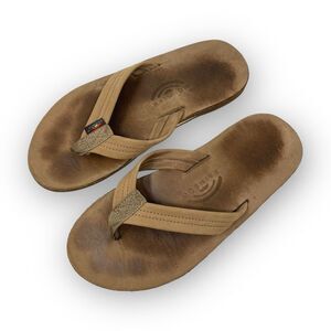 Rainbow Sandals Shoes Double Layer Leather Flip Flops Men’s Size Large 10.5